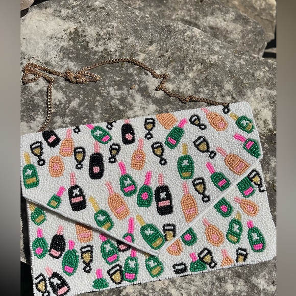 Handbags - Brand new beaded champagne envelope purse